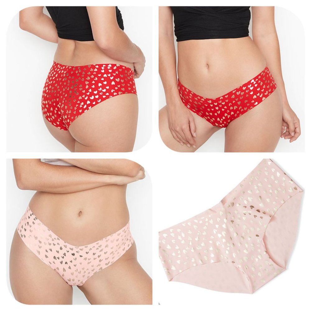 2 Pairs VS NWT XS No-Show Hiphuggers W/Hearts